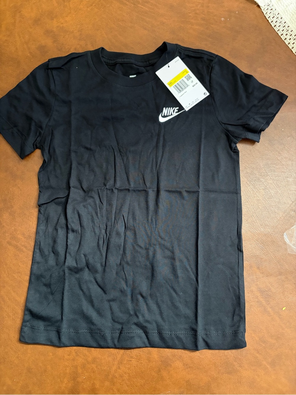 NWT KIDS Nike Black Short Sleeve Tee with White Swoosh